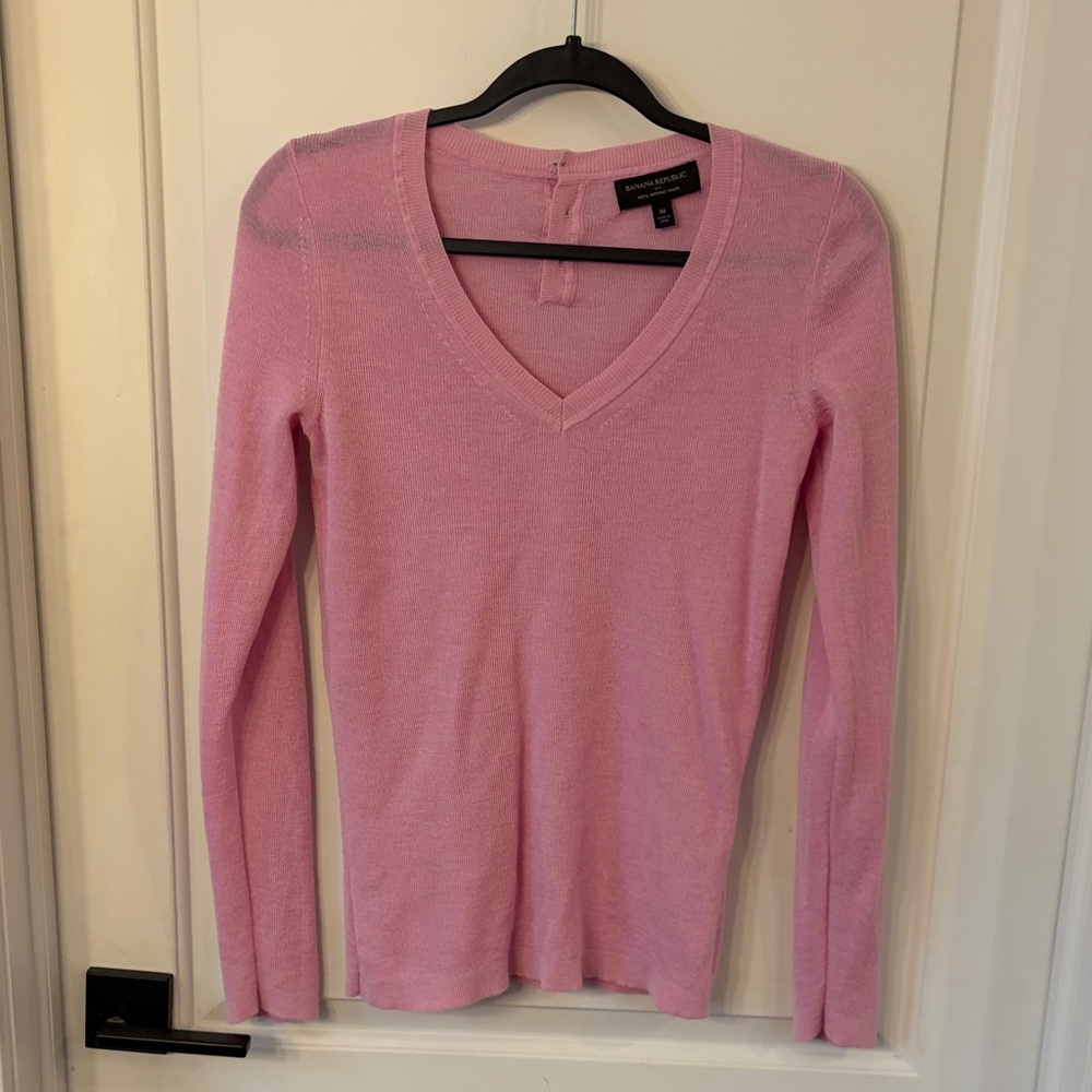 Banana Republic Soft Pink Merino Wool Top